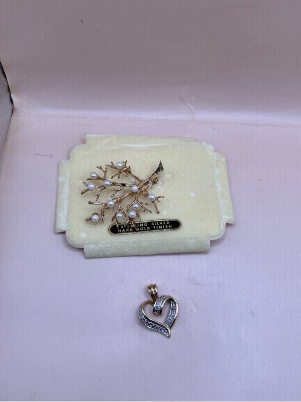 Vintage Sterling Silver Pendant & Brooch With Gold Plate Finish 925 silver